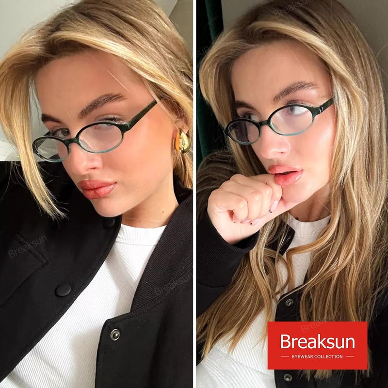 Breaksun Retro Small Oval Glasses for Women Men 90s Small Face Blue Light Eyeglasses Cosplay Y2K Fake Glasses - Image 3